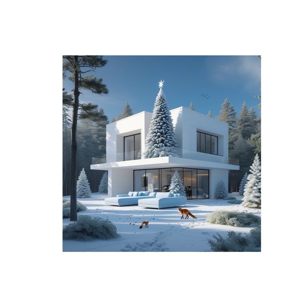 HANDCRAFTED digital interior decor by me color print NWT blue/white architecture